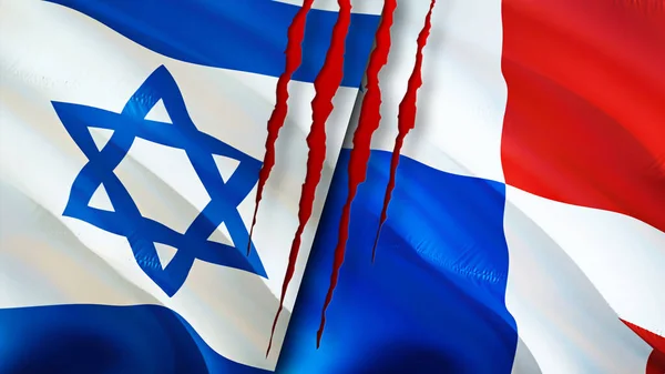 Flagi Izraela Panamy Blizną Machanie Flagą Renderowanie Koncepcja Konfliktu Izraelsko — Zdjęcie stockowe