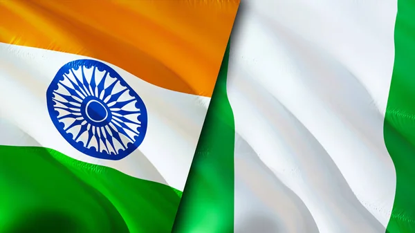 Vlaggen Van India Nigeria Waving Vlag Ontwerp India Nigeria Vlag — Stockfoto