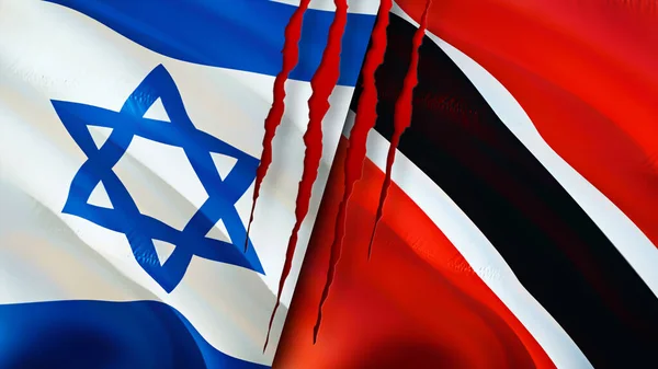 Izrael Trynidad Tobago Flagi Blizną Koncepcji Machanie Flagą Renderowanie Izrael — Zdjęcie stockowe
