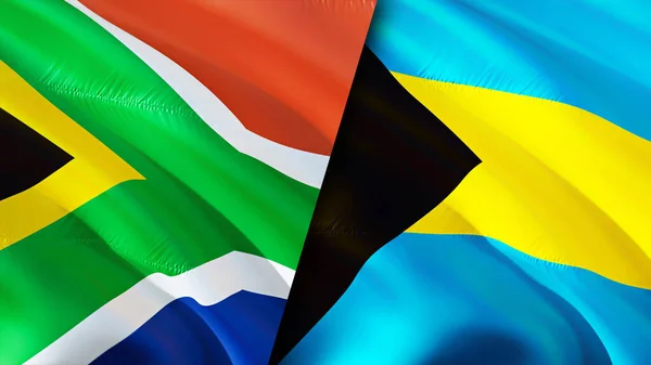Bandeiras África Sul Bahamas Acenando Design Bandeira África Sul Bandeira — Fotografia de Stock