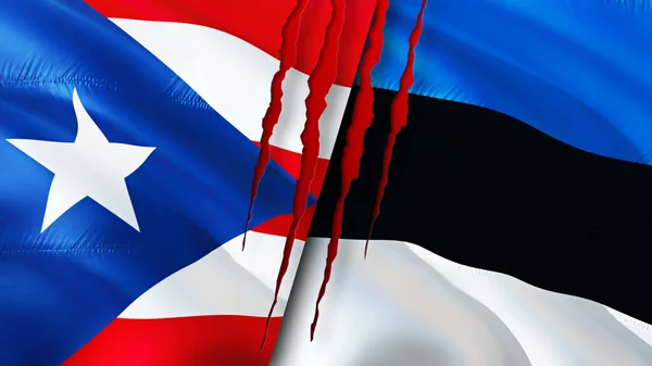 Пуерто Рико Естонія Мають Прапори Схемою Шрамів Прапор Рендеринг Пуерто — стокове фото