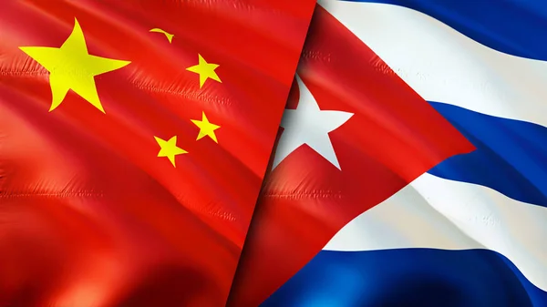 China and Cuba flags. 3D Waving flag design. China Cuba flag, picture, wallpaper. China vs Cuba image,3D rendering. China Cuba relations alliance and Trade,travel,tourism concep