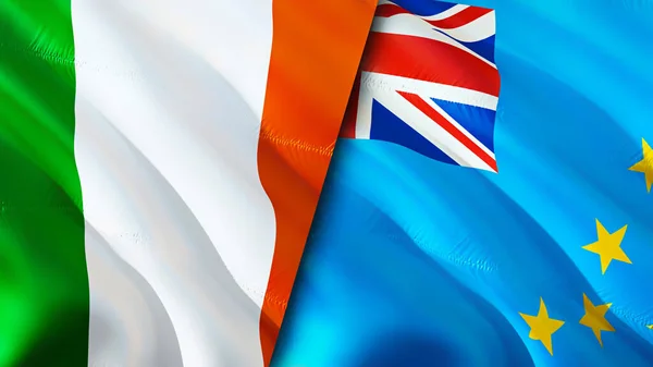 Irland Und Tuvalu Flaggen Fahnenschwenken Irland Tuvalu Flagge Bild Tapete — Stockfoto