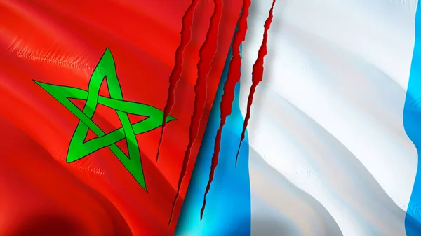 Marokko Und Guatemala Flaggen Mit Narbenkonzept Fahnenschwenken Rendering Marokko Und — Stockfoto