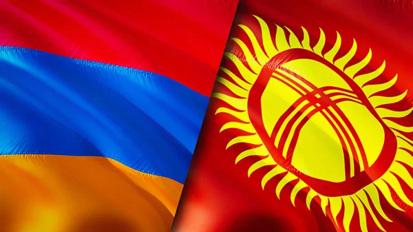 Armenia Kyrgyzstan Flags Waving Flag Design Armenia Kyrgyzstan Flag Picture — Stock Photo, Image