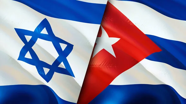 Izrael Kuba Zászlói Integető Zászló Design Izrael Kuba Zászló Kép — Stock Fotó
