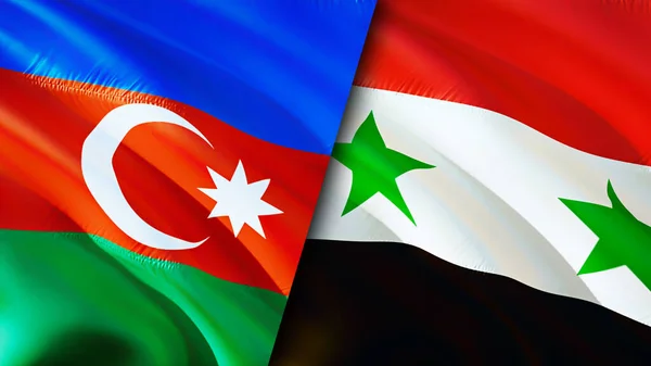 Banderas Azerbaiyán Siria Diseño Banderas Waving Azerbaiyán Siria Bandera Foto — Foto de Stock