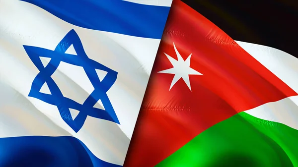 Ізраїль Йорданія Прапори Waving Flag Прапор Ізраїлю Йордан Фото Шпалери — стокове фото