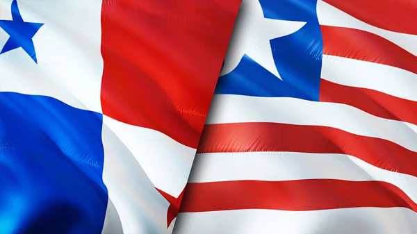 Панама Ліберія Waving Flag Прапор Панами Ліберія Фото Шпалери Panama — стокове фото