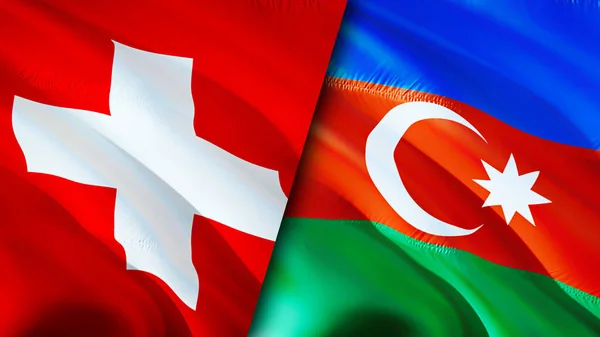 Switzerland and Azerbaijan flags. 3D Waving flag design. Switzerland Azerbaijan flag, picture, wallpaper. Switzerland vs Azerbaijan image,3D rendering. Switzerland Azerbaijan relations alliance an