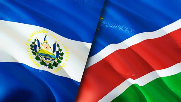 Salvador Namibia Flags Waving Flag Design Salvador Namibia Flag Picture — Stock Photo, Image