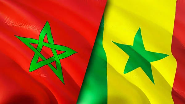 Flaggen Marokkos Und Senegals Fahnenschwenken Marokko Senegal Flagge Bild Tapete — Stockfoto