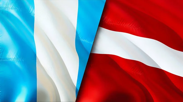 Guatemala Latvia Flags Waving Flag Design Guatemala Latvia Flag Picture — Stock Photo, Image