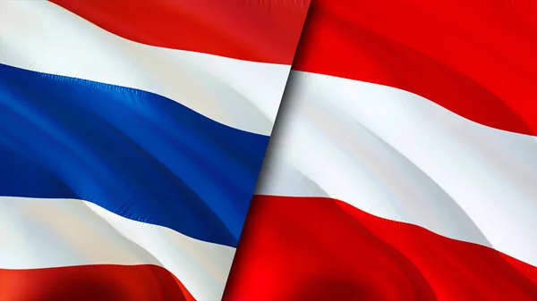 Прапори Таїланду Австрії Waving Flag Прапор Австрії Фото Шпалери Таїланд — стокове фото