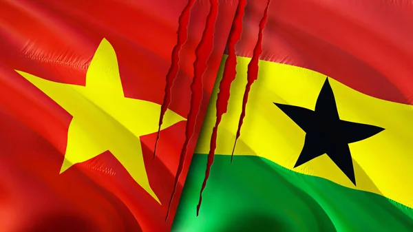 Vietnam Och Ghana Flaggor Viftande Flagga Design Vietnam Ghana Flagga — Stockfoto