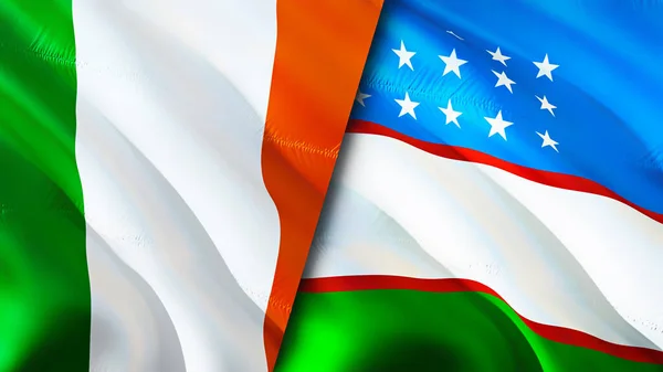 Irland Und Usbekistan Flaggen Fahnenschwenken Irland Usbekistan Flagge Bild Tapete — Stockfoto