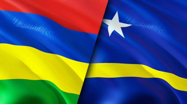 Mauritius ve Curacao bayrakları. 3 boyutlu dalgalanan bayrak tasarımı. Mauritius Curacao bayrağı, resim, duvar kağıdı. Mauritius, Curacao 'ya karşı, görüntü 3 boyutlu. Mauritius Curacao ilişkileri ittifak ve ticaret, seyahat, turnuva
