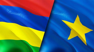 Mauritius ve DR Kongo bayrakları. 3 boyutlu dalgalanan bayrak tasarımı. Mauritius DR Kongo bayrağı, resim, duvar kağıdı. Mauritius, DR Kongo 'ya karşı, görüntü 3 boyutlu. Mauritius DR Kongo ilişkileri ittifakı