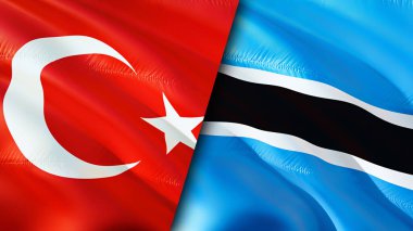Hindi ve Botswana bayrakları. 3 boyutlu dalgalanan bayrak tasarımı. Hindi Botsvana bayrağı, resim, duvar kağıdı. Türkiye, Botswana 'ya karşı, görüntü 3 boyutlu. Türkiye Botsvana ilişkileri ittifak ve ticaret, seyahat ve turizm consepti