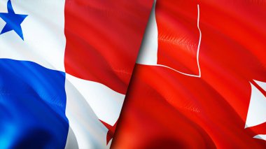 Panama, Wallis ve Futuna bayrakları. 3 boyutlu dalgalanan bayrak tasarımı. Panama Wallis ve Futuna bayrağı, resim, duvar kağıdı. Panama, Wallis ve Futuna 'ya karşı, görüntü 3 boyutlu. Panama Wallis ve Futuna ilişkisi