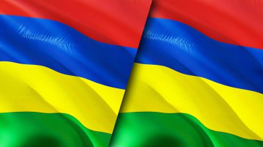 Mauritius ve Mauritius bayrakları. 3 boyutlu dalgalanan bayrak tasarımı. Mauritius Mauritius bayrağı, resim, duvar kağıdı. Mauritius, Mauritius 'a karşı. Görüntü 3 boyutlu. Mauritius Mauritius İlişkiler Birliği