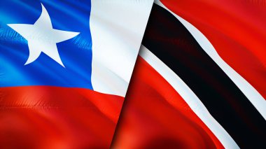 Şili, Trinidad ve Tobago bayrakları. 3 boyutlu dalgalanan bayrak tasarımı. Şili Trinidad ve Tobago bayrağı, resim, duvar kağıdı. Şili, Trinidad ve Tobago 'ya karşı, görüntü 3 boyutlu. Şili Trinidad ve Tobago ilişkisi