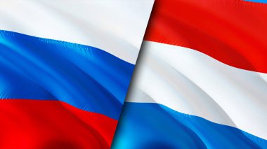 Rusya ve Lüksemburg bayrakları. 3 boyutlu dalgalanan bayrak tasarımı. Rusya Lüksemburg bayrağı, resim, duvar kağıdı. Rusya, Lüksemburg 'a karşı, görüntü 3D. Rusya Lüksemburg ilişkileri ittifak ve ticaret, seyahat, turnuva