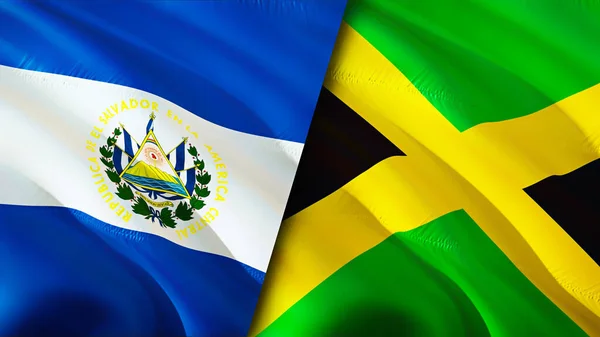Salvador Jamaica Flags Waving Flag Design Salvador Jamaica Flag Picture — Stock Photo, Image