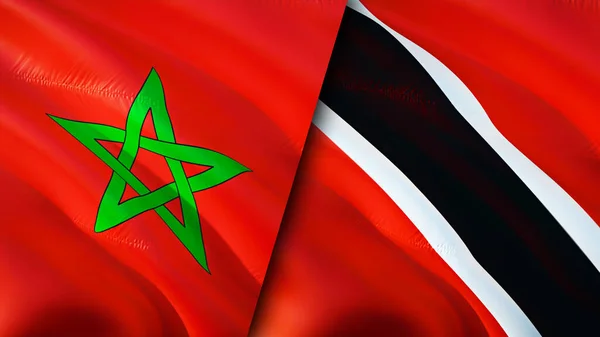 Morocco Trinidad Tobago Flags Waving Flag Design Morocco Trinidad Tobago — Stock Photo, Image