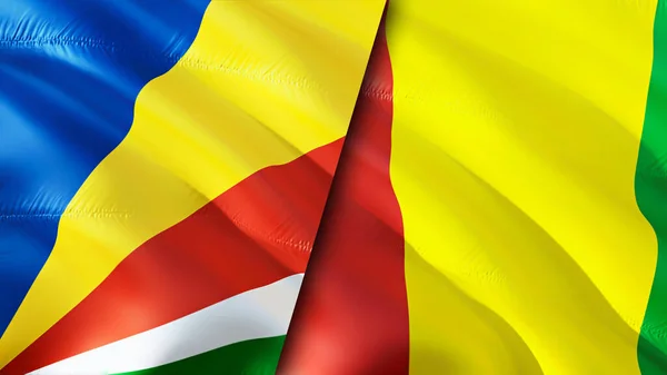Bandeiras Das Seicheles Guiné Acenando Design Bandeira Bandeira Guiné Seychelles — Fotografia de Stock