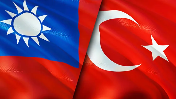 Taiwan Turkey Flags Waving Flag Design Taiwan Turkey Flag Picture — Stock Photo, Image