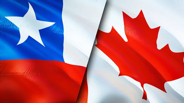 Флаги Чили Канады Wawing Дизайн Флага Флаг Чили Канады Фото — стоковое фото