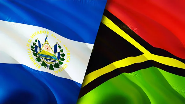 Salvador Vanuatu Flags Waving Flag Design Salvador Vanuatu Flag Picture — Stock Photo, Image