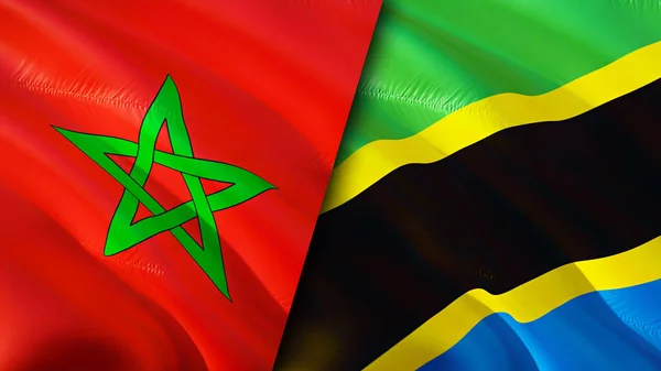 Flaggen Marokkos Und Tansanias Fahnenschwenken Marokko Tansania Flagge Bild Tapete — Stockfoto