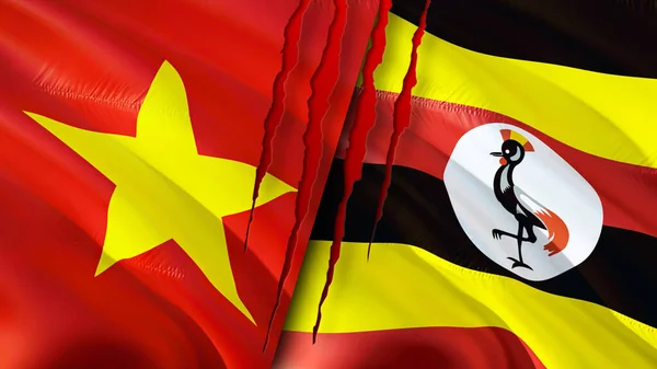 Vietnamská Ugandská Vlajka Návrh Vlnění Vlajky Vietnam Uganda Vlajka Obrázek — Stock fotografie
