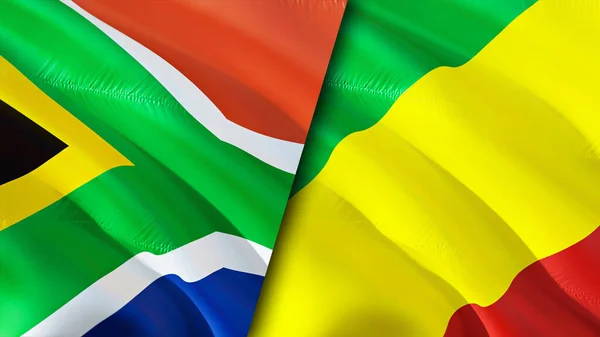 Banderas Sudáfrica Congo Diseño Banderas Waving Sudáfrica Congo Bandera Foto — Foto de Stock