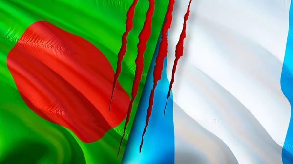 Прапори Бангладеш Гватемали Концепцією Шрамів Прапор Рендеринг Бангладеш Гватемала Конфліктують — стокове фото
