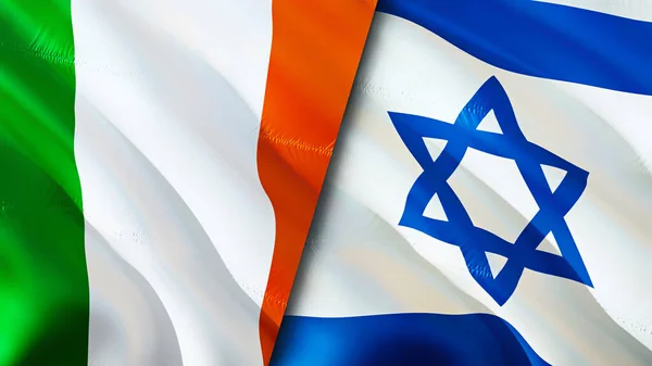 Vlaggen Van Ierland Israël Waving Vlag Ontwerp Ierland Israël Vlag — Stockfoto