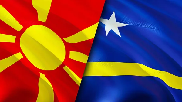 Bandeiras Macedónia Norte Curaçao Acenando Design Bandeira Macedônia Norte Bandeira — Fotografia de Stock