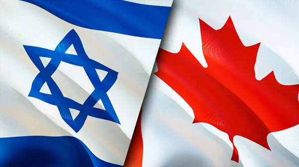 Banderas Israel Canadá Diseño Banderas Waving Bandera Israel Canadá Imagen — Foto de Stock