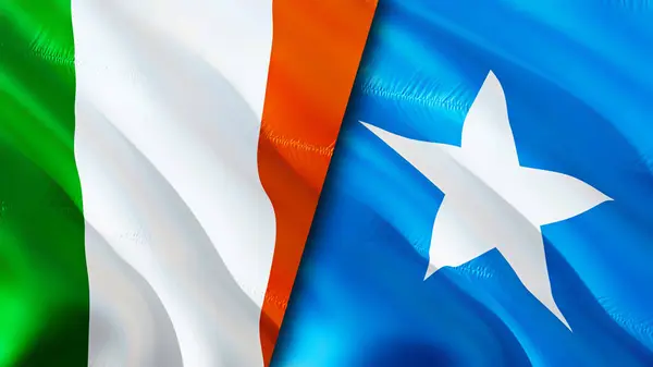 Flaggen Von Irland Und Somalia Fahnenschwenken Irland Somalia Flagge Bild — Stockfoto
