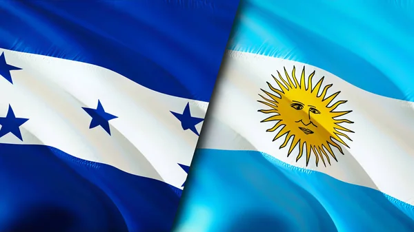 Honduras Och Argentina Flaggar Viftande Flagga Design Honduras Argentina Flagga — Stockfoto