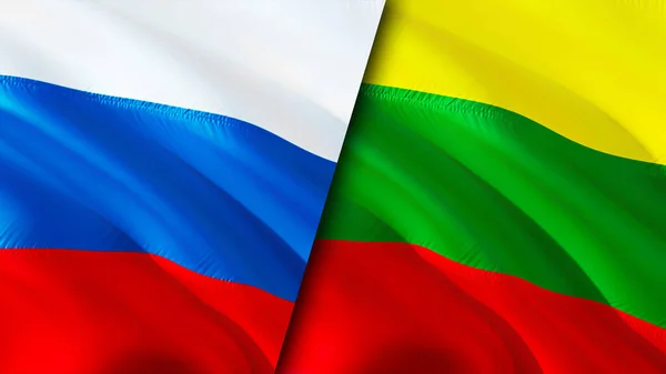 Banderas Rusia Lituania Diseño Banderas Waving Rusia Lituania Bandera Foto — Foto de Stock