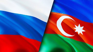 Rusya ve Azerbaycan bayrakları. 3 boyutlu dalgalanan bayrak tasarımı. Rusya Azerbaycan bayrağı, resim, duvar kağıdı. Rusya, Azerbaycan 'a karşı, görüntü 3 boyutlu. Rusya Azerbaycan ilişkileri ittifak ve ticaret, seyahat, turnuva