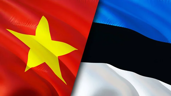 Vietnam Estonia Flags Scar Concept Waving Flag Rendering Vietnam Estonia — Stock Photo, Image