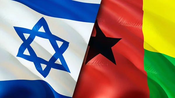 Israel and Guinea Bissau flags. 3D Waving flag design. Israel Guinea Bissau flag, picture, wallpaper. Israel vs Guinea Bissau image,3D rendering. Israel Guinea Bissau relations alliance an