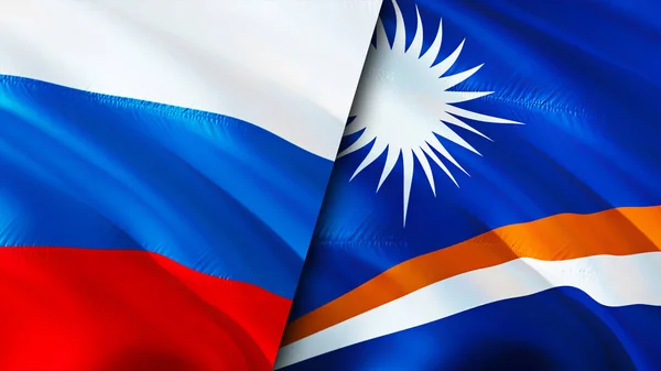 Russia Marshall Islands Flags Waving Flag Design Russia Marshall Islands — Stock Photo, Image