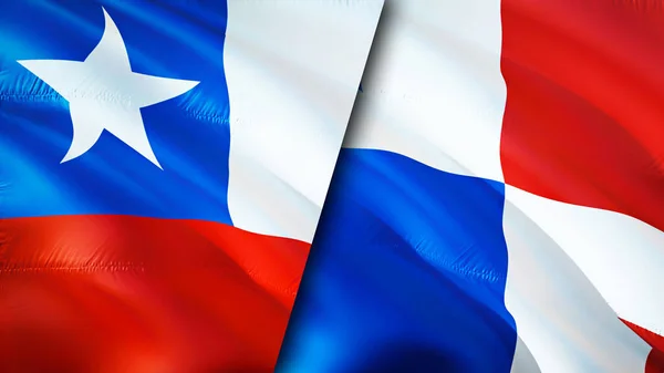 Chile Panamská Vlajka Návrh Vlnění Vlajky Chile Panama Vlajka Obrázek — Stock fotografie