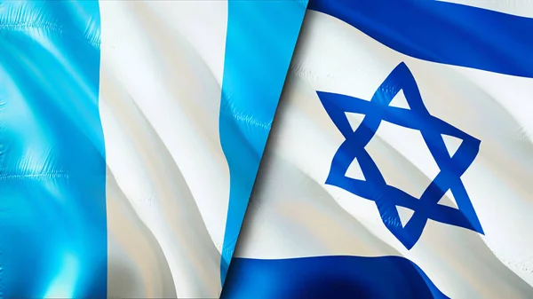 Guatemala Israël Vlaggen Waving Vlag Ontwerp Guatemala Israël Vlag Foto — Stockfoto
