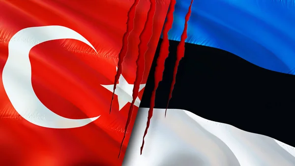 Törökország Észtország Megjelöli Heg Fogalmát Lengő Zászló Renderelés Törökország Észtország — Stock Fotó